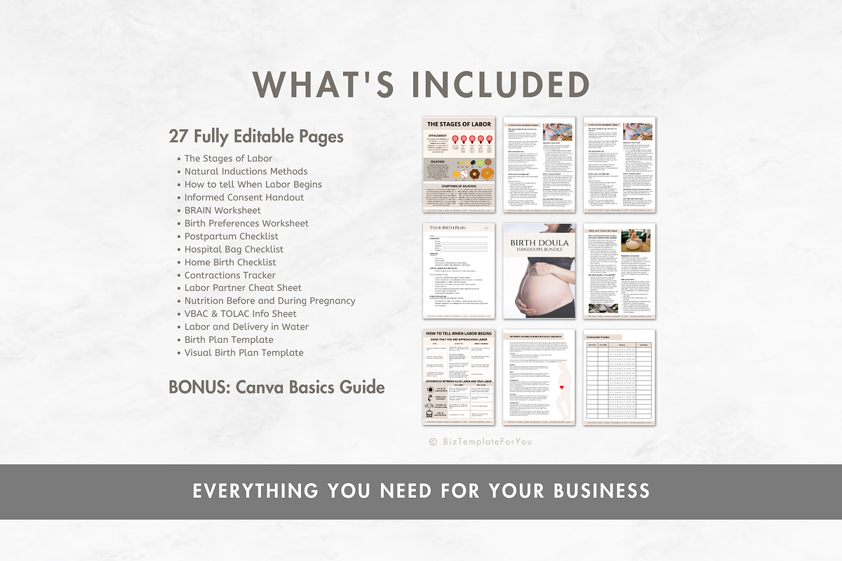 Birth Doula Handouts Forms Bundle, a Marketing Template by BizTemplateForYou (Photo 3 of 5)