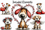 Whimsical Valentine Dog Clipart, an Illustration by cherrydesign (Thumbnail 2 of 4)