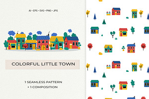Colorful Town Pattern & Illustration