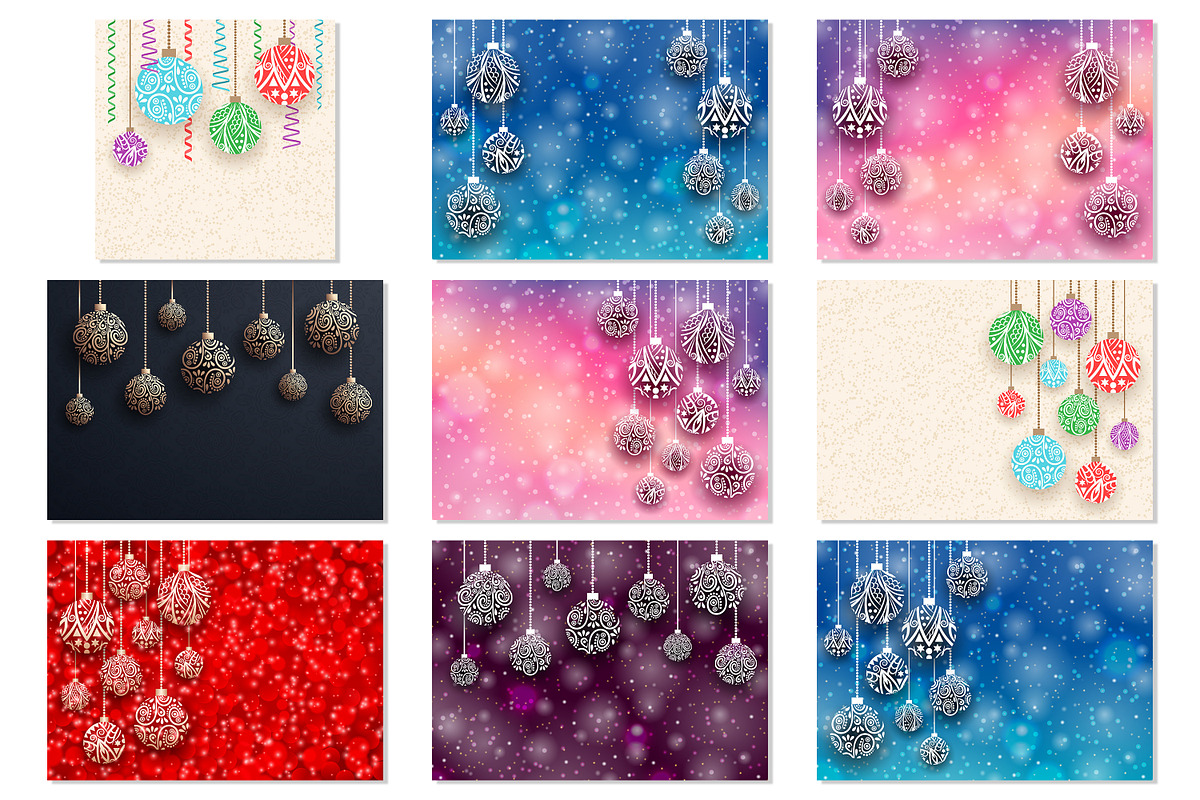 9 Christmas ball backgrounds, a Decorative Illustration by jelisua88 (Photo 1 of 7)