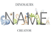 Dinosaurs name creator watercolor, an Illustration by Alesya Pytskaya (Thumbnail 1 of 8)