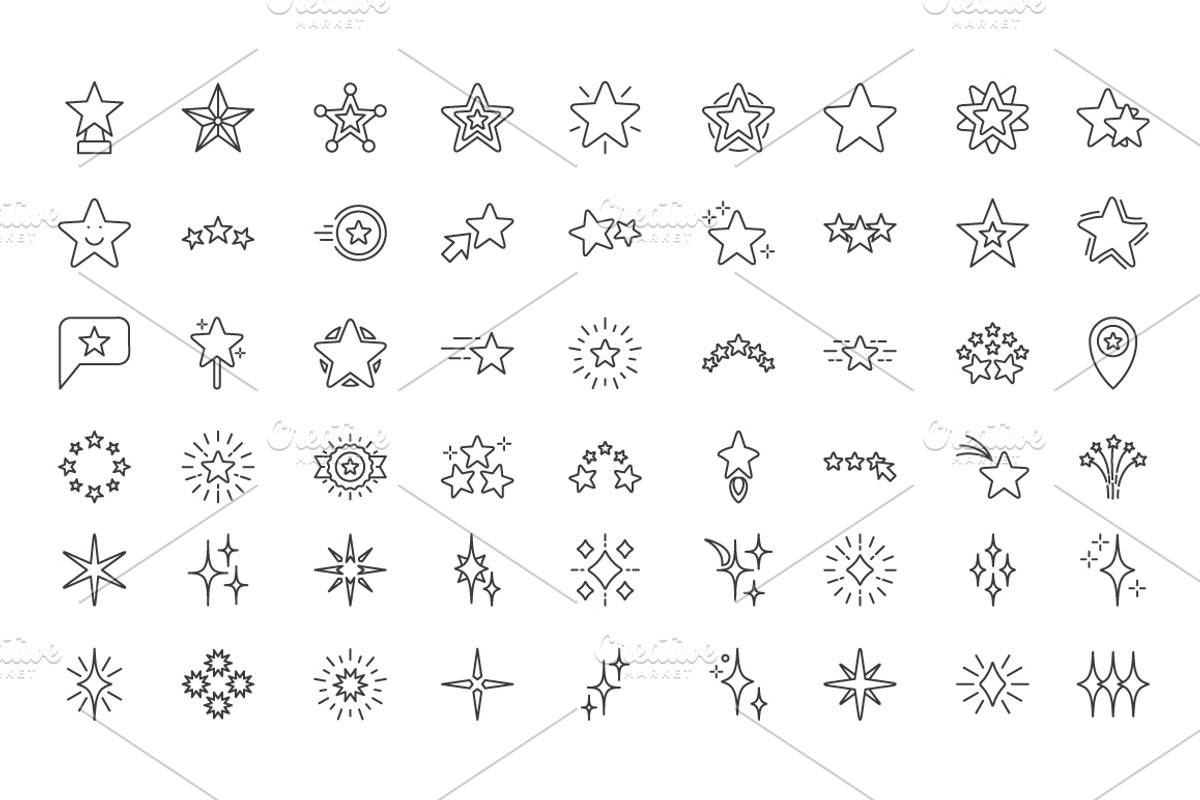 Stars Line Icons, an Outline Icon by PixMarket