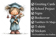 Whimsical Graduation Kids Clipart, a Seasonal Illustration by Canvas Craft (Thumbnail 3 of 10)
