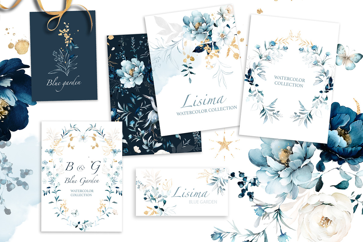 watercolor Blue flowers, Patterns, a Decorative Illustration by Lisima (Photo 2 of 14)