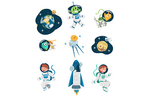 Space With Astronaut Character In