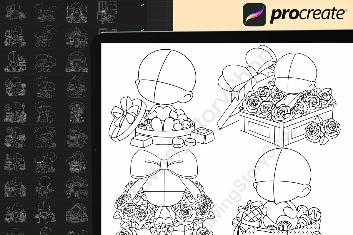 50 Procreate Chibi Kawaii Brush Set, a Brush Add-On by DrawingStoryShop