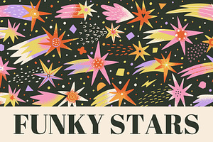 FUNKY STARS clipart, patterns, cards