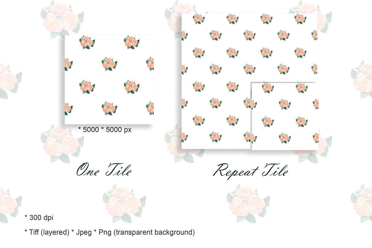 Vintage Watercolor Floral Patterns, a Pattern Graphic by Oksana Dovhopol Art (Photo 5 of 11)