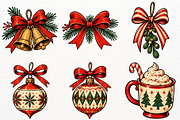 Retro Christmas Clipart Santa Claus, a Seasonal Illustration by SugarCloudStudioArt (Thumbnail 5 of 6)
