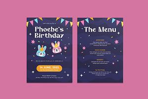 Cute Bunnies Birthday Invitation, an Invitation Template by iDoodle Studio