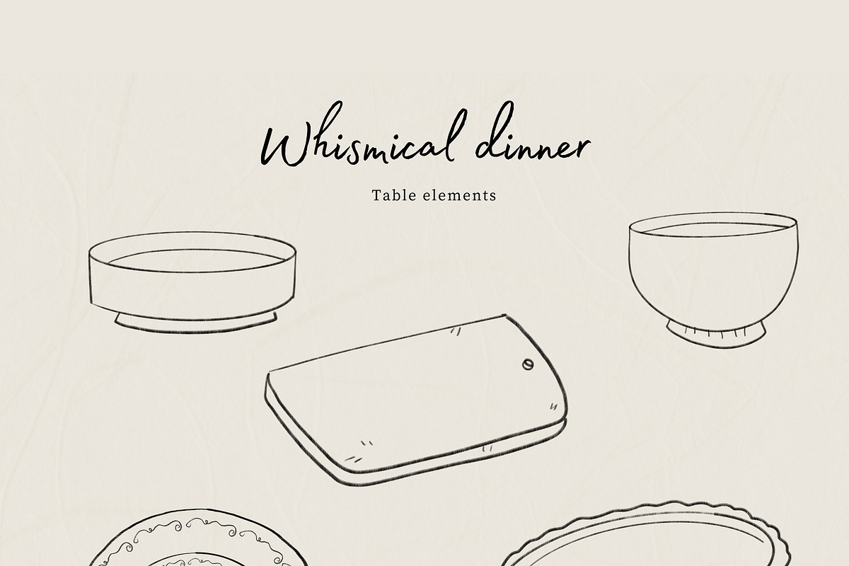 Whismical Dinner Line Art, a Decorative Illustration by Cocoa studio by Eliza M (Photo 4 of 8)