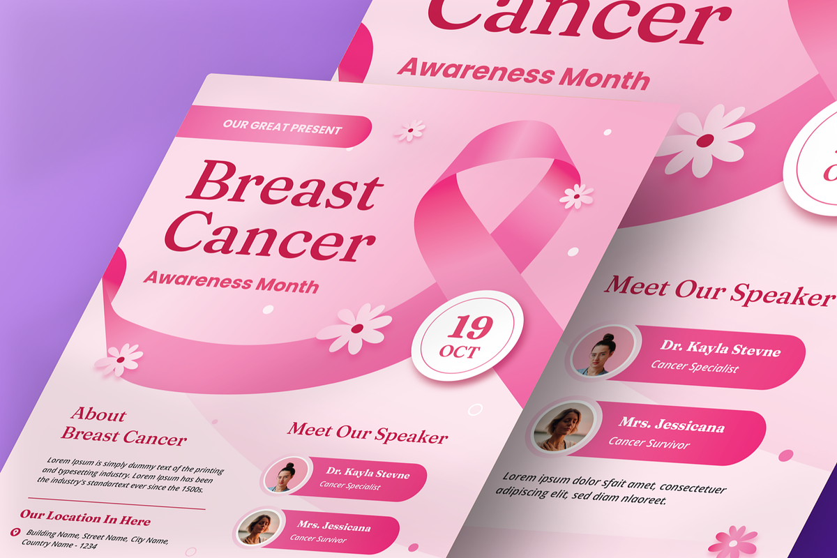 Breast Cancer Day Flyer, a Flyer Template by SquidPixey (Photo 2 of 6)