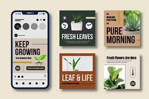 Natural Green Botanical Social Media, a Social Media Template by MightyDesign