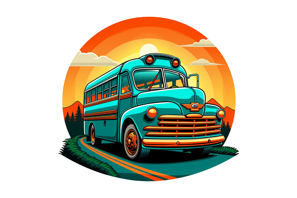 Classic School Bus Vector Art PNG, a Transportation Illustration by Ghagra (Photo 2 of 3)