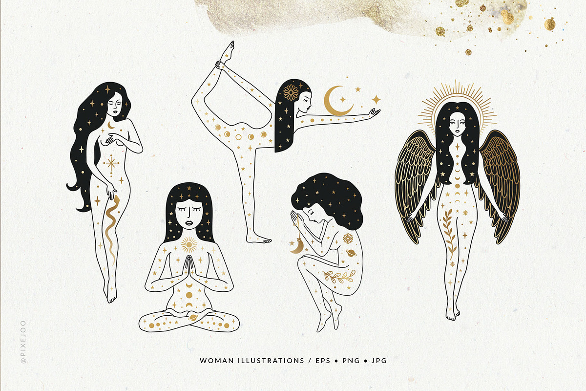 Celestial Woman Collection EPS JPG, an Illustration by Pixejoo (Photo 7 of 13)