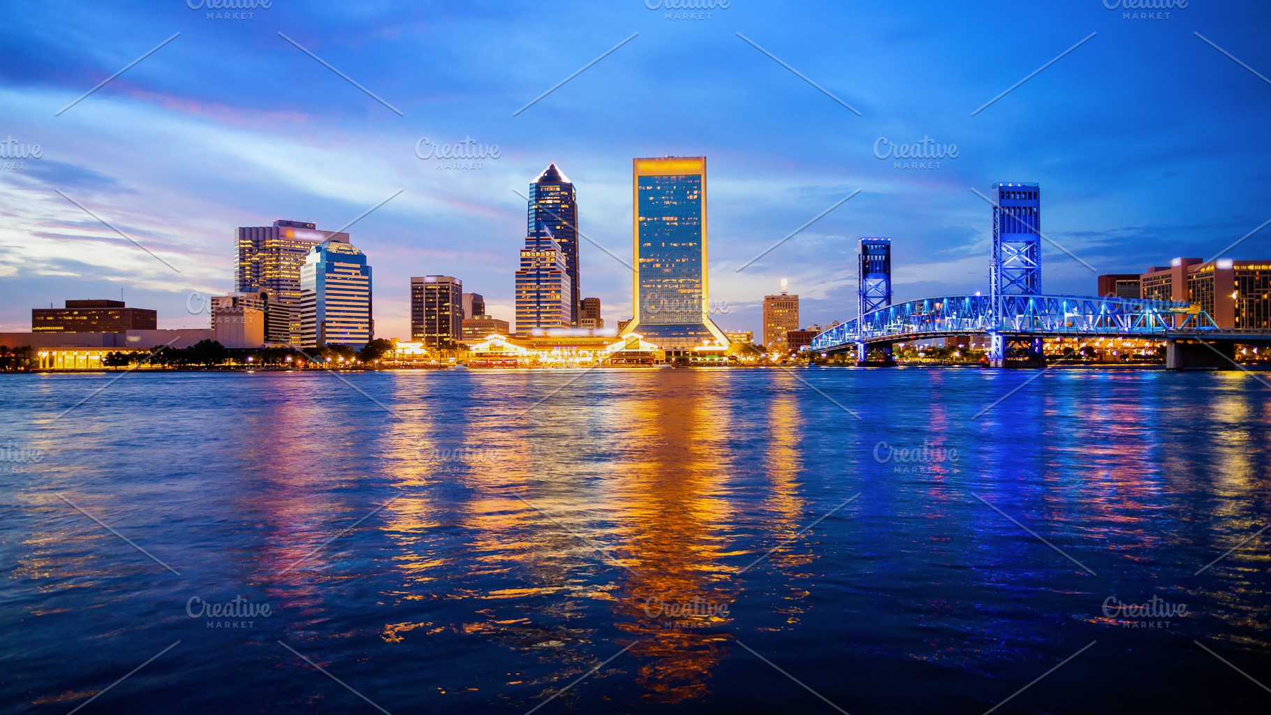 Jacksonville, Florida City Skyline, a Photo by CrackerClips Stock Media