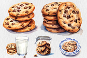 Chocolate Chip Cookie Clipart Bundle, an Illustration by Moon Studio (Thumbnail 5 of 5)