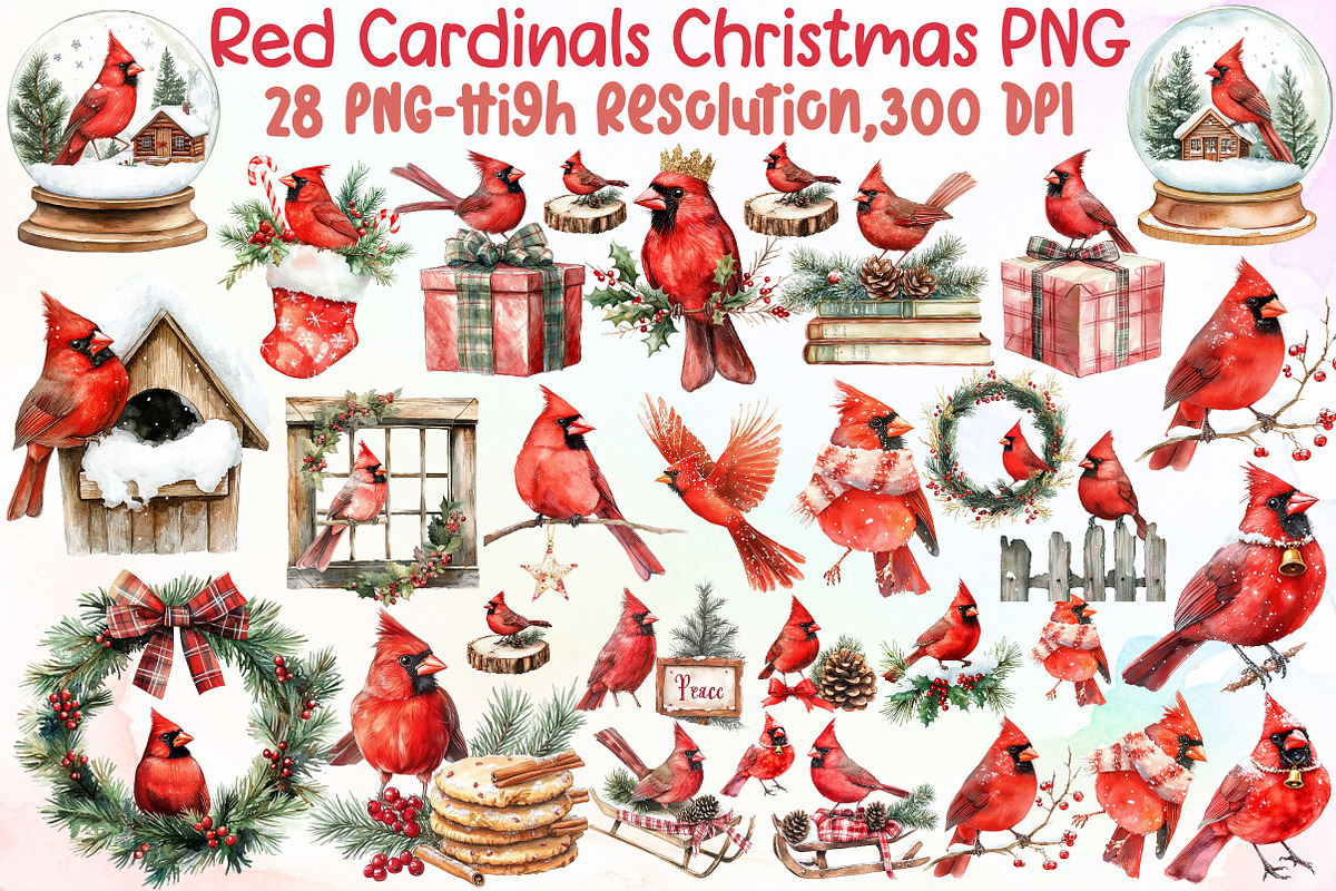 Red Cardinals Christmas Sublimation, an Illustration by Sublimation Artist (Photo 1 of 6)