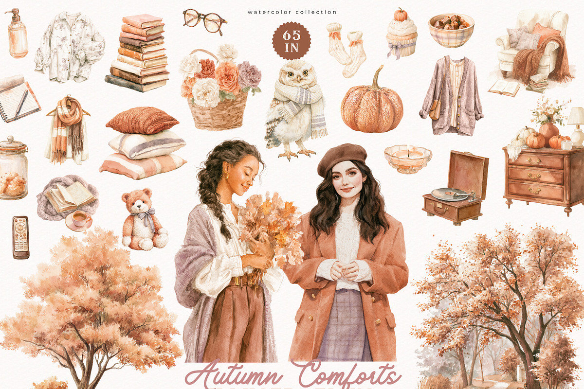 Autumn Comforts Collection, a Seasonal Illustration by PeDe Designs (Photo 2 of 20)