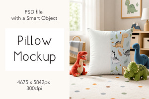 Pillow MockUp with Smart Objects, a Merchandise Mockup by GoldmoonUA