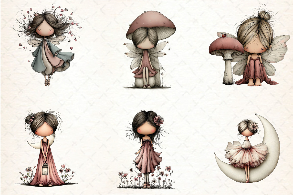 Whimsical Fairy Clipart Bundle, an Illustration by DreamCafeArt (Photo 7 of 8)