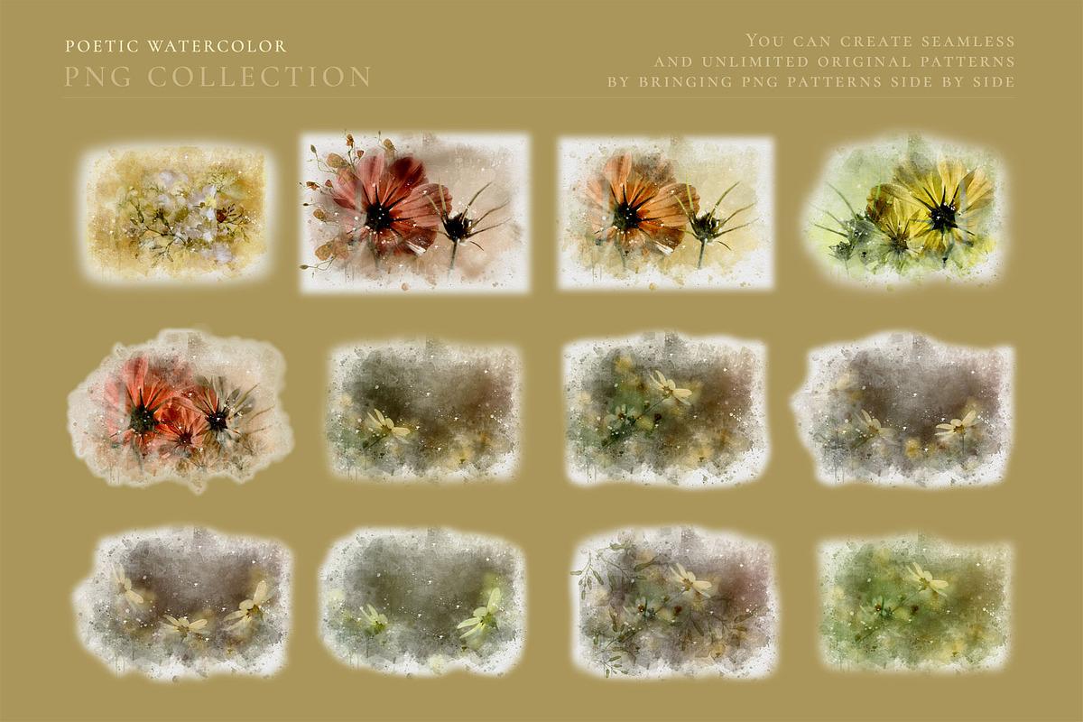Poetic Watercolor Backgrounds, a Pattern Graphic by Suna Kosem (Photo 22 of 26)