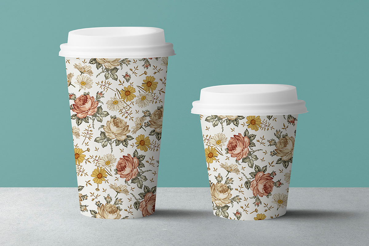 Set Seamless Flowers Roses Chamomile, a Pattern Graphic by Vintage (Photo 8 of 13)