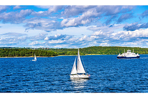 Moss horten ferry crossing oslofjord norway featuring ferry, norway, and, a Transportation Photo by Leonid Andronov