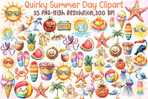 Quirky Summer Day Clipart, an Illustration by Sublimation Artist