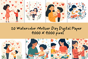 Mother’s Day Clipart Kids & Crafts, an Illustration by ikarifq shop