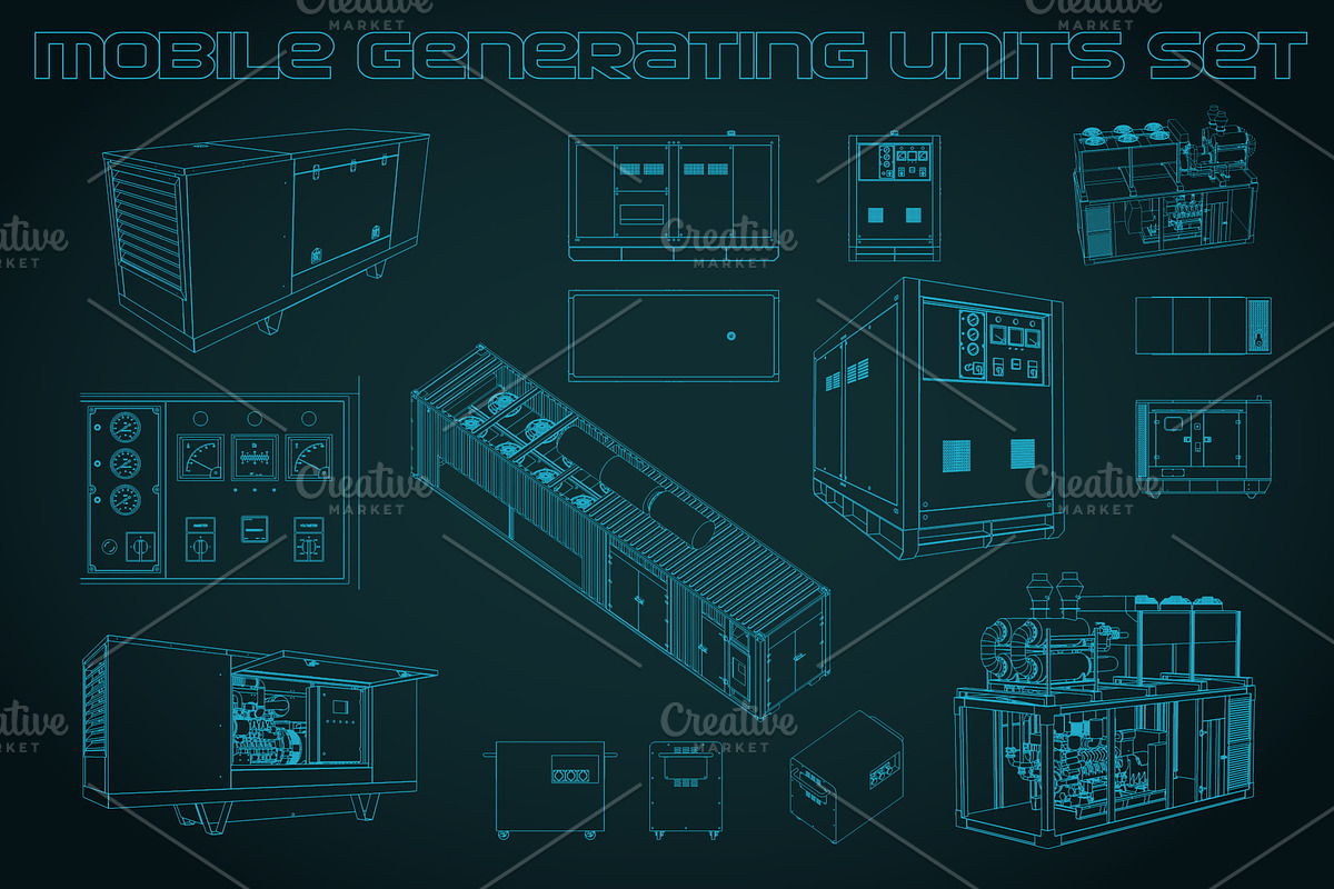 Mobile Generating Units Set, a Technology Illustration by Blacklight (Photo 3 of 3)