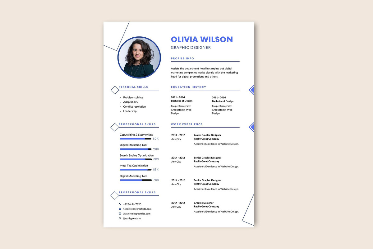 Professional Graphic Designer Resume, a Stationery Template by CreativeBundlex (Photo 3 of 3)