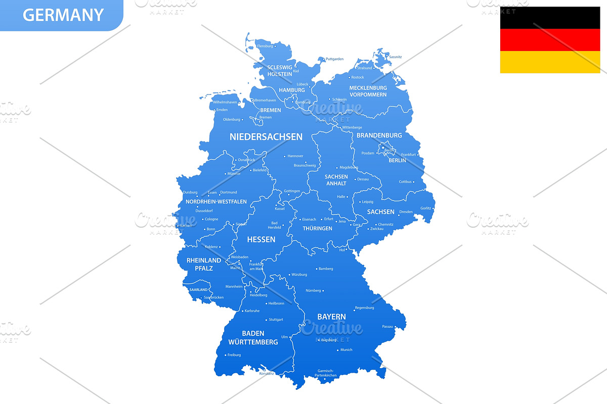 Detailed map of Germany, an Illustration by Vector Shop (Photo 2 of 5)