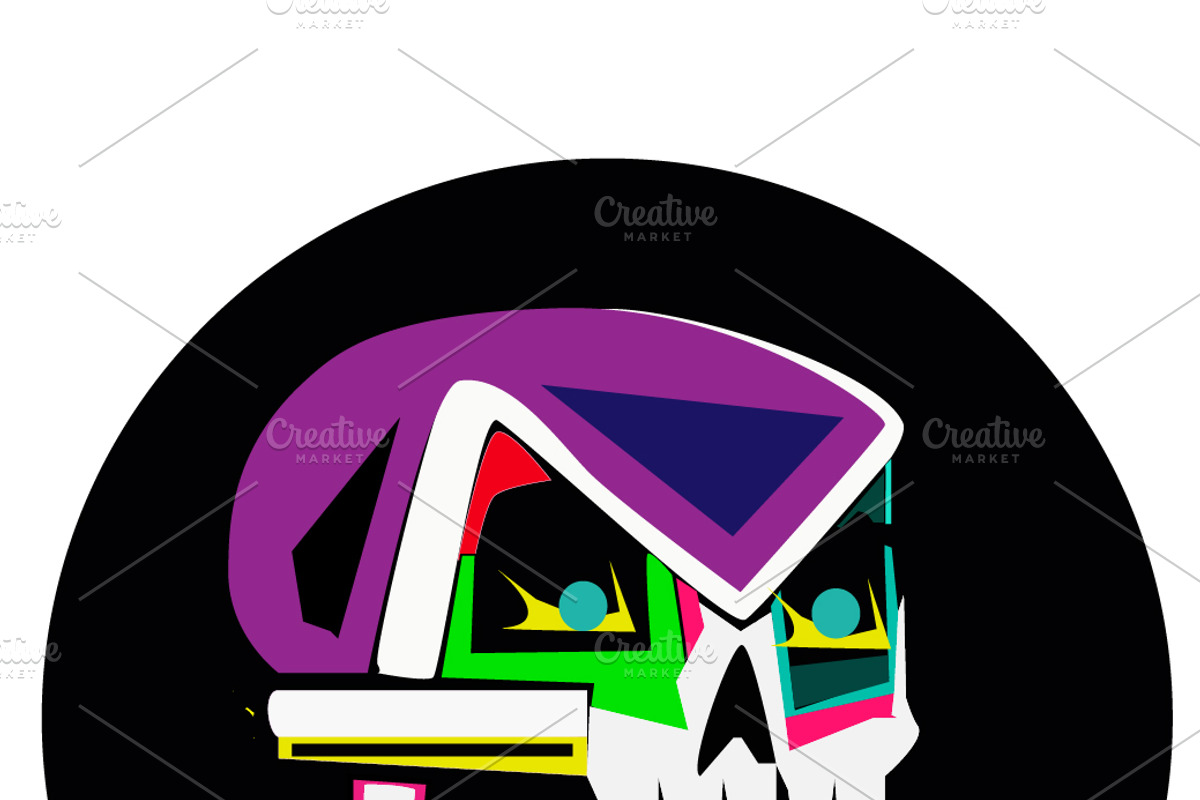 Robot skull colorful with teeth, a Background Graphic by TeaGraphicDesign (Photo 1 of 3)