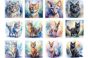 Watercolor Cat Breed Illustrations, an Animal Illustration by Palleon (Thumbnail 4 of 7)