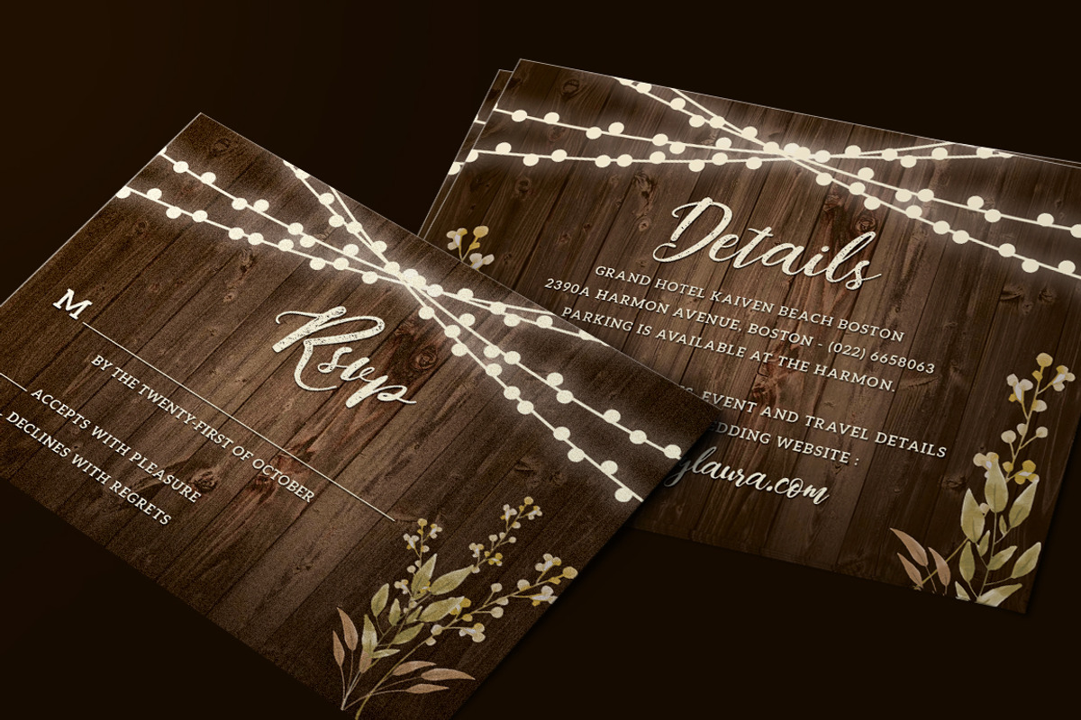 Rustic Wedding Invitation Set, a Card Template by Aarley Kaiven (Photo 4 of 5)