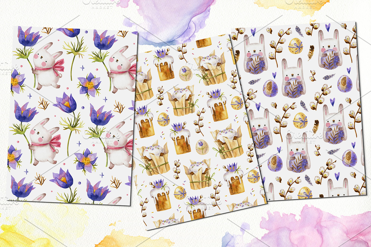 Easter bunnies. Watercolor set., an Illustration by babenkoirusa (Photo 10 of 16)