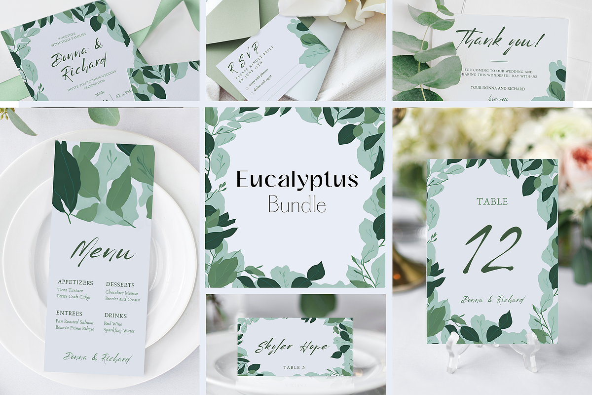 Eucalyptus Wedding Template Bundle, a Stationery Template by MarryMeMoments (Photo 1 of 7)