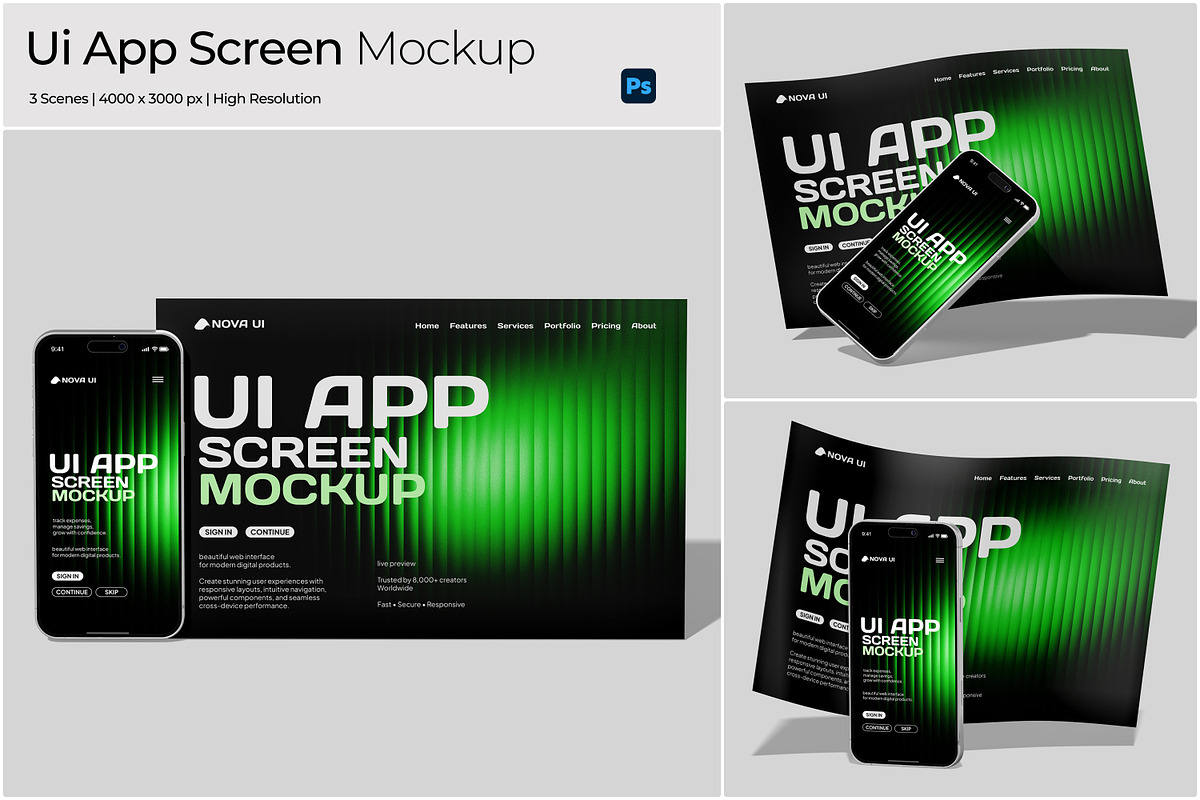 UI App Screen Mockup, an iPhone Mockup by Bartama Graphic (Photo 1 of 5)