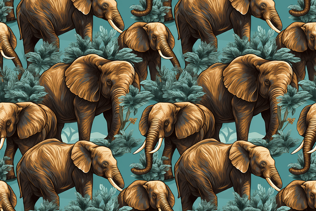 Painted Elephants Seamless Pattern, a Pattern Graphic by ThePhoton (Photo 2 of 3)