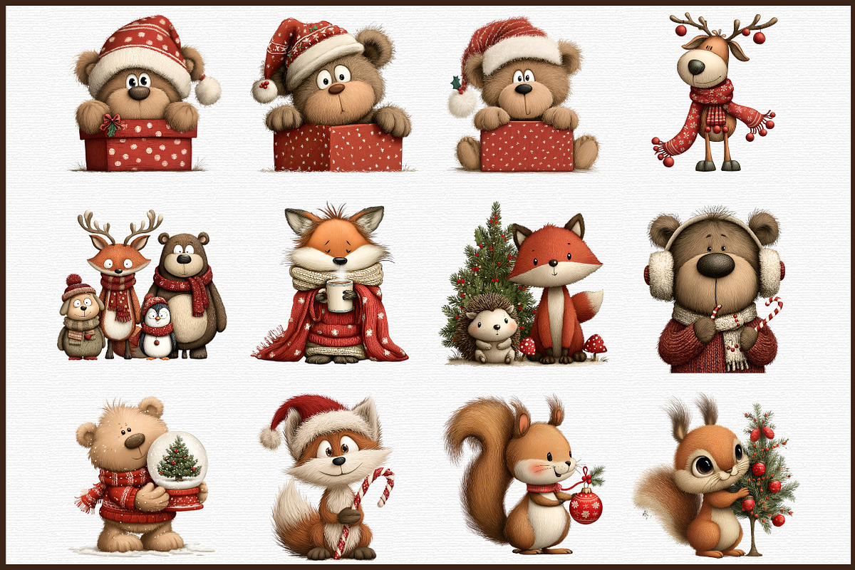 Whimsical Christmas Animals Clipart, an Animal Illustration by Sublimation Artist (Photo 3 of 6)