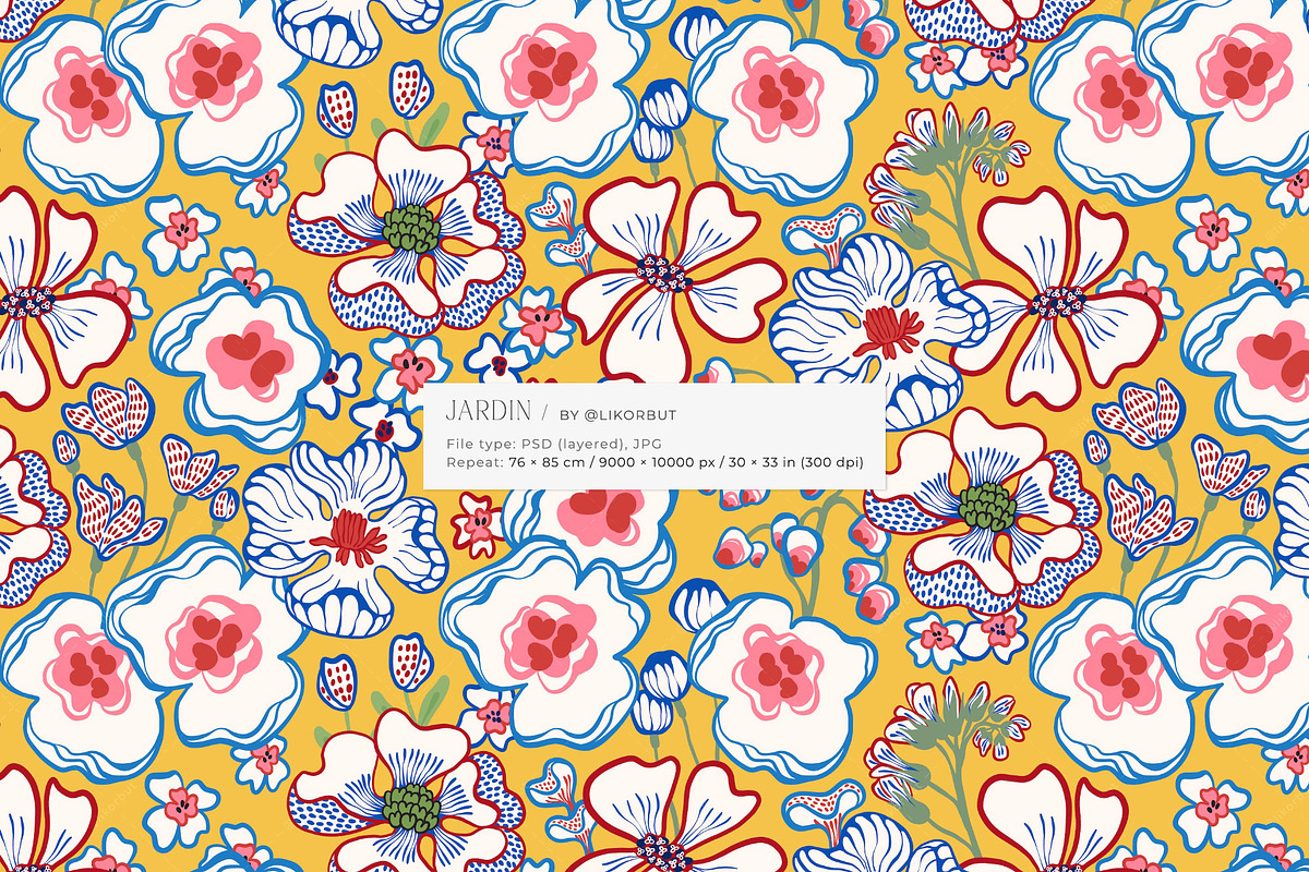 Mediterranean Bold Flower Pattern, a Pattern Graphic by likorbut (Photo 3 of 13)