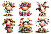 Watercolor Easter Funny Cow Clipart, an Illustration by Daily.Designs (Thumbnail 6 of 7)
