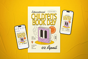 Retro Children's Book Day Flyer Set, a Flyer Template by The Good Store