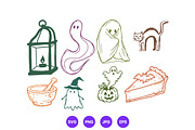 Halloween Hand Drawn Folk Art Set, a Seasonal Illustration by designvectx (Thumbnail 6 of 10)