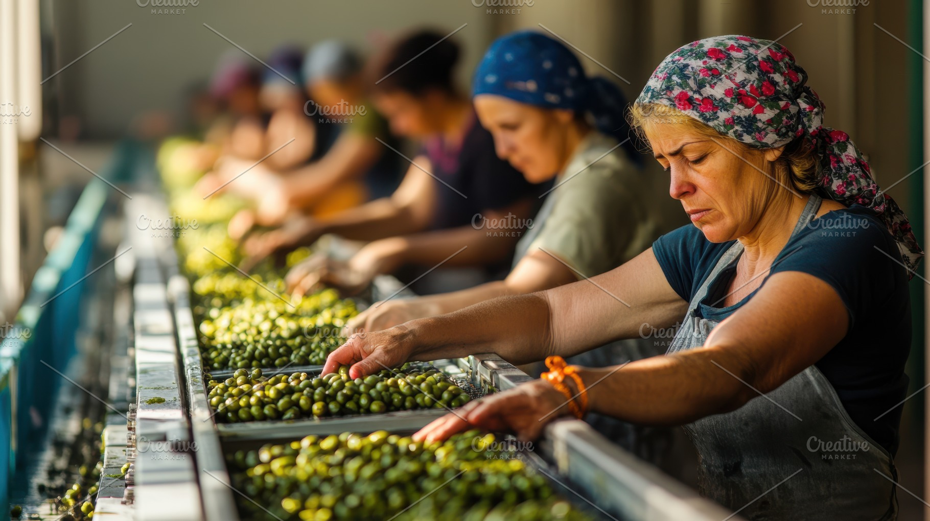 Olive Harvesting Workers Sorting Gre, a Background Photo by Pixeness Studio