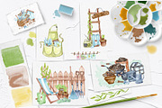 Gardening Watercolor Set, a Seasonal Illustration by BarvArt (Thumbnail 5 of 14)