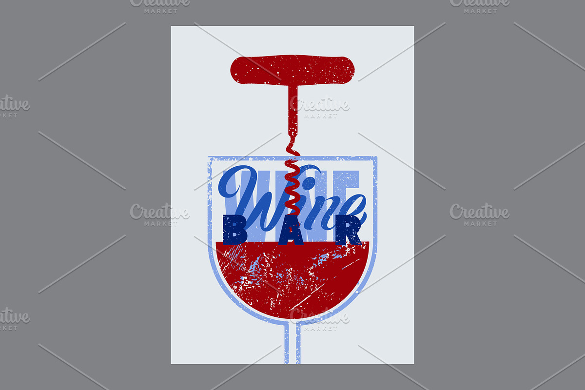 Wine Bar design vector poster set., a Food Illustration by PoPaShop (Photo 4 of 7)