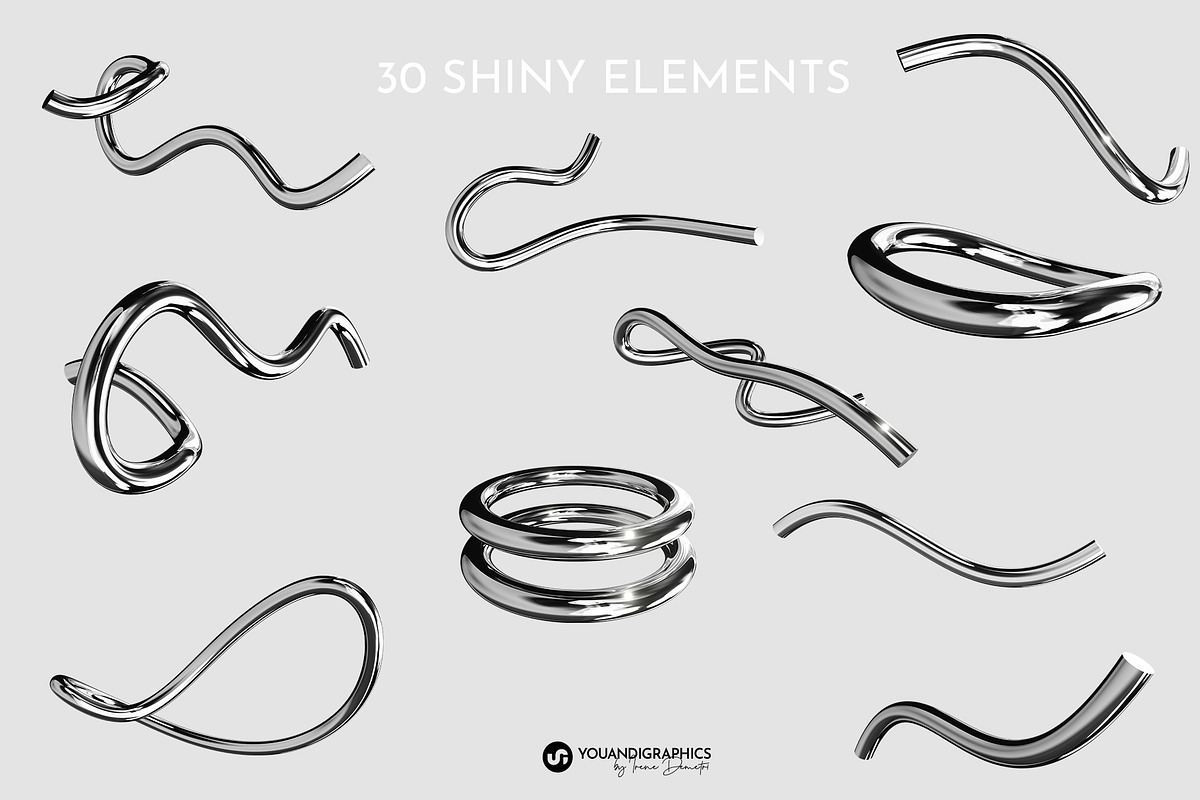 Chrome Y2K Abstract 3D Objects, an Object Graphic by Youandigraphics (Photo 9 of 15)