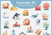 Cute Ocean Animals Clipart Bundle, an Animal Illustration by Digital Dreamscaping (Thumbnail 2 of 4)
